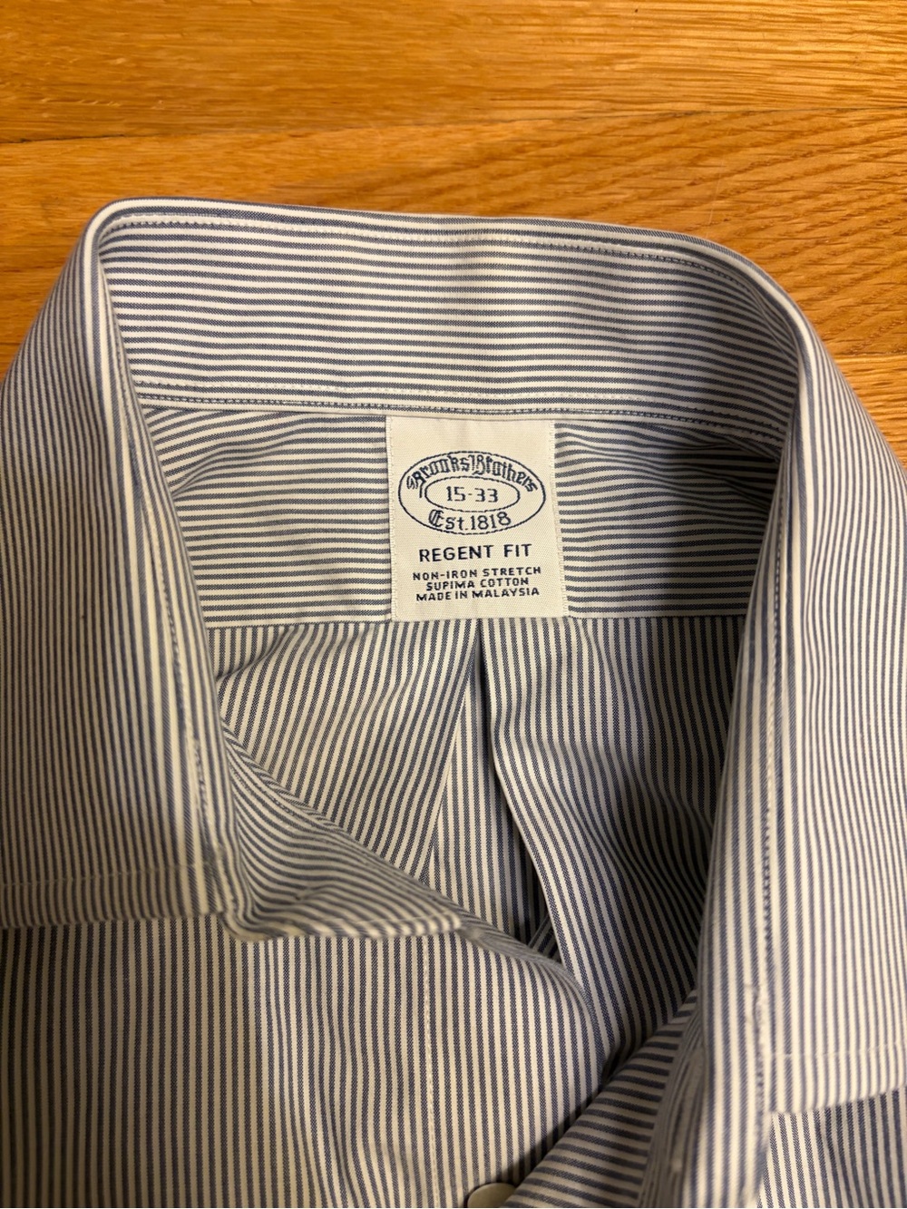 Brooks Brothers Blue and White Pinstripe Regent Fit Dress Shirt